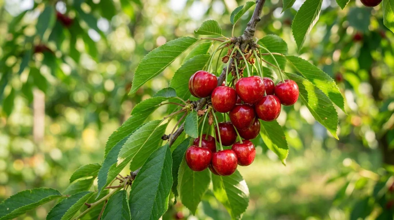 Cherry growing in the garden