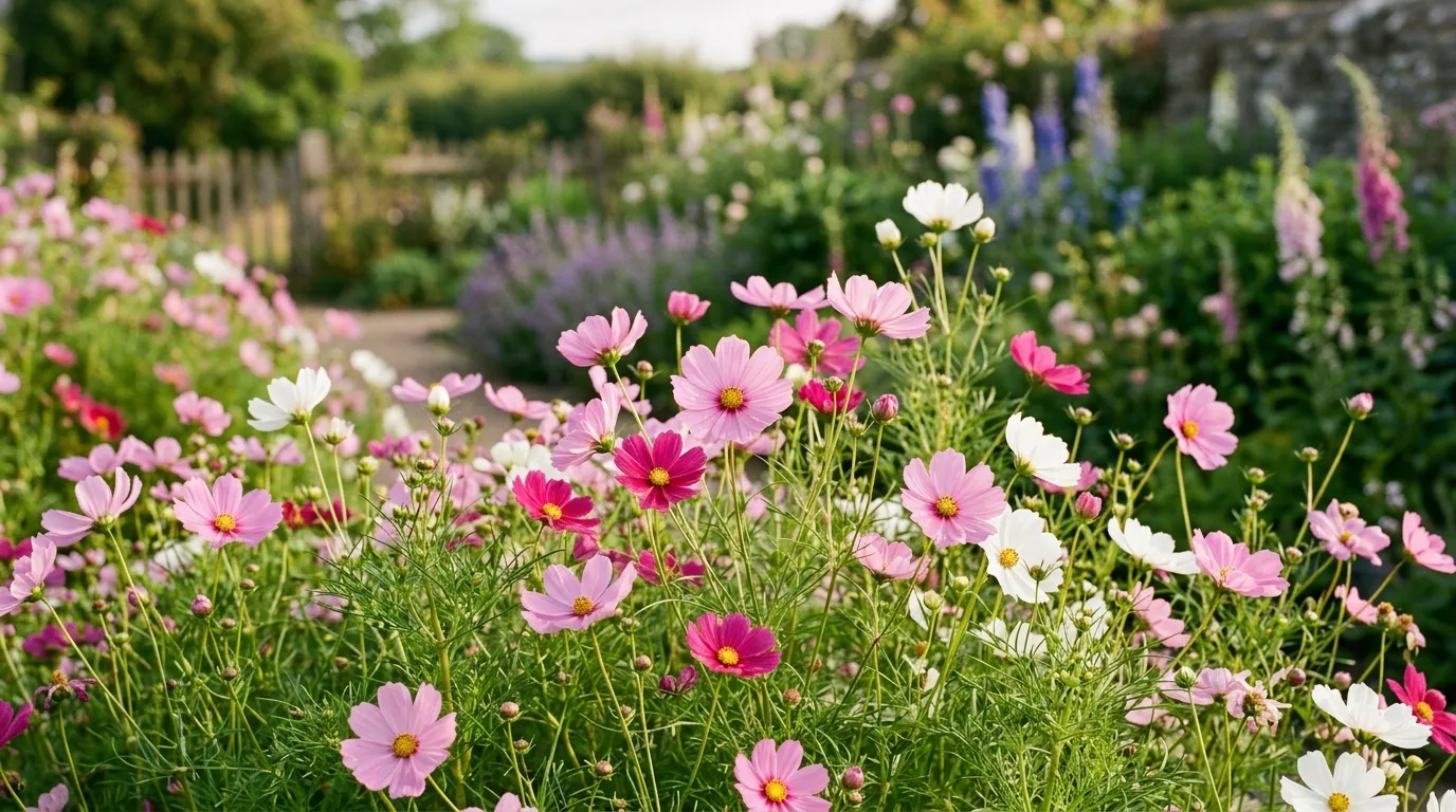 Cosmos growing in the garden