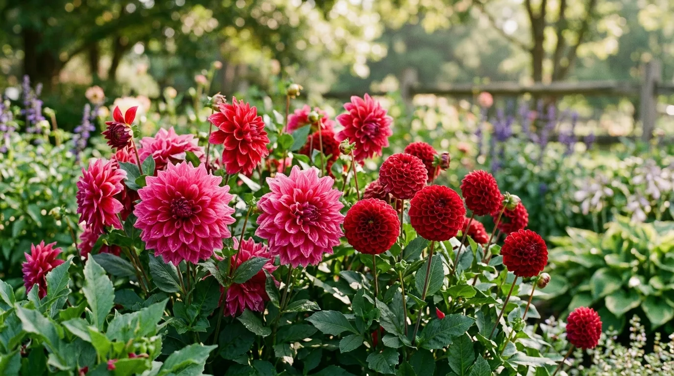 Dahlia growing in the garden