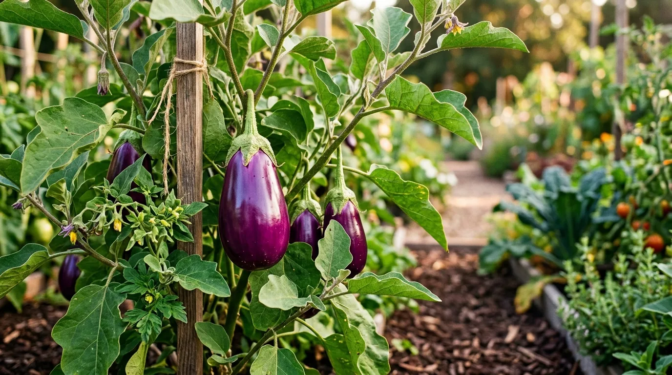 Eggplant growing in the garden