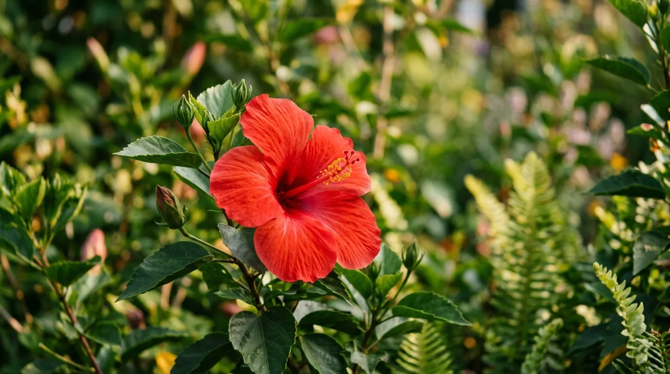 Hibiscus growing in the garden