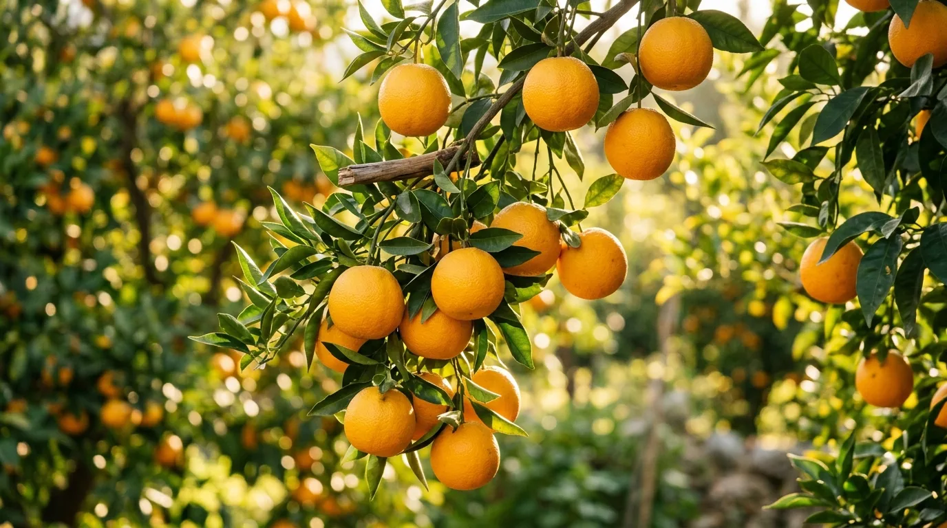 Oranges growing in the garden