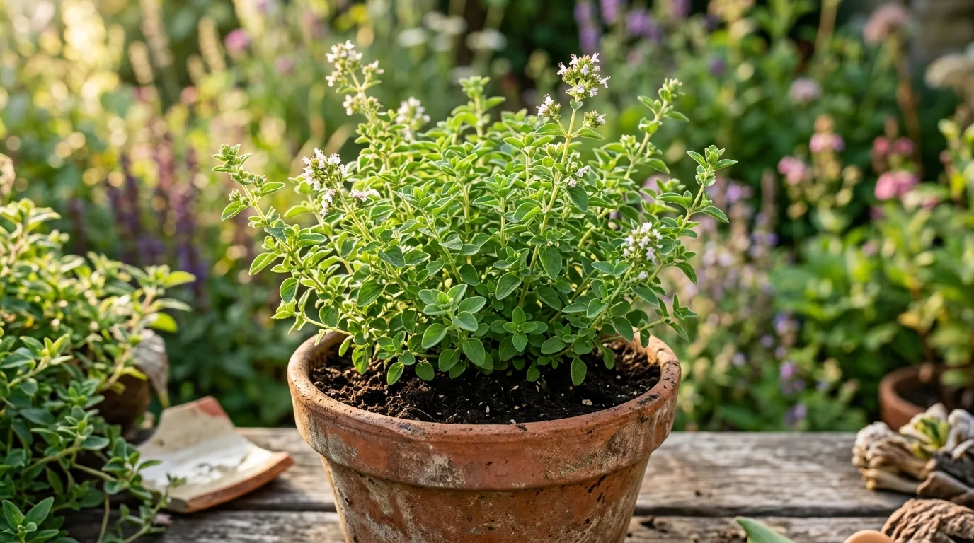 Oregano growing in the garden