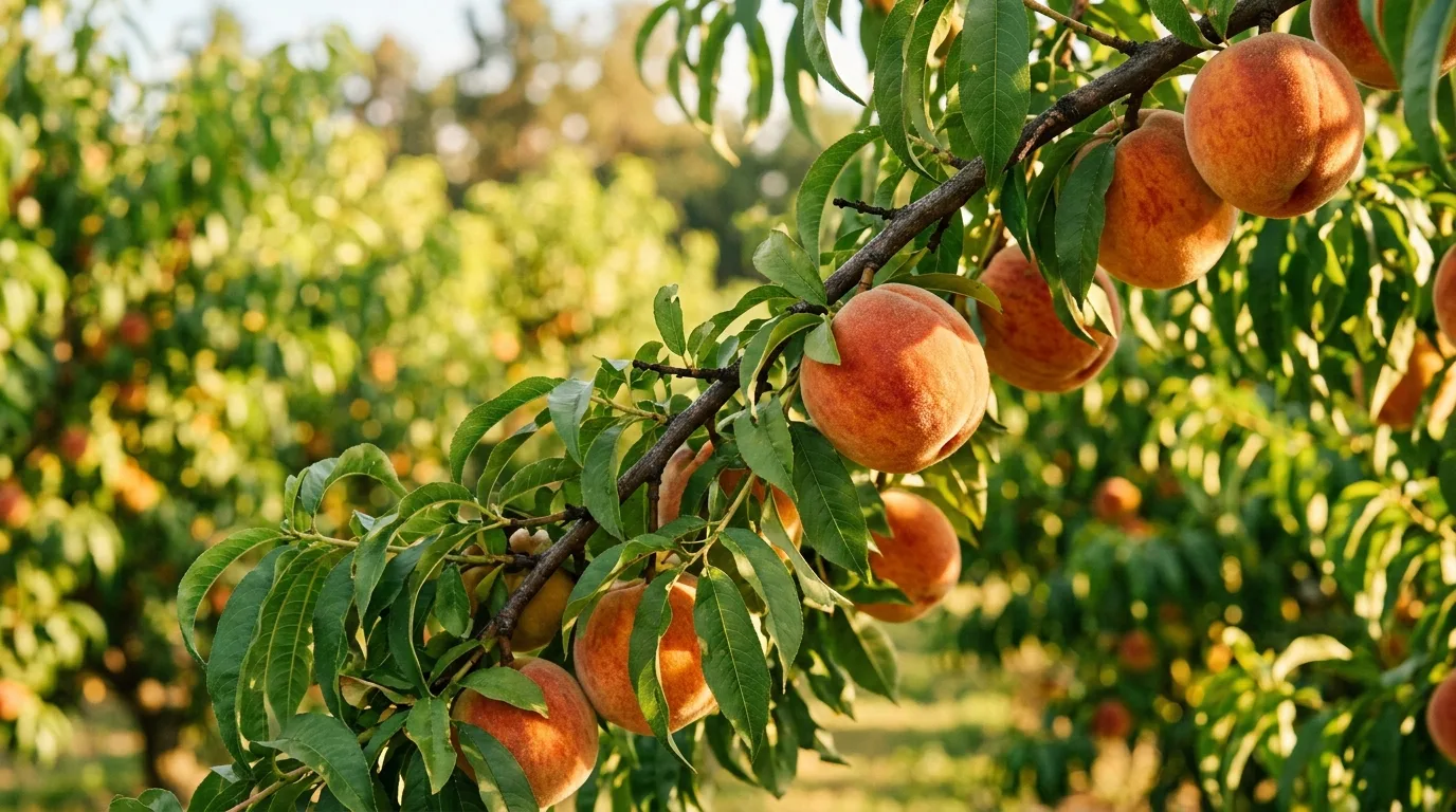 Peach growing in the garden