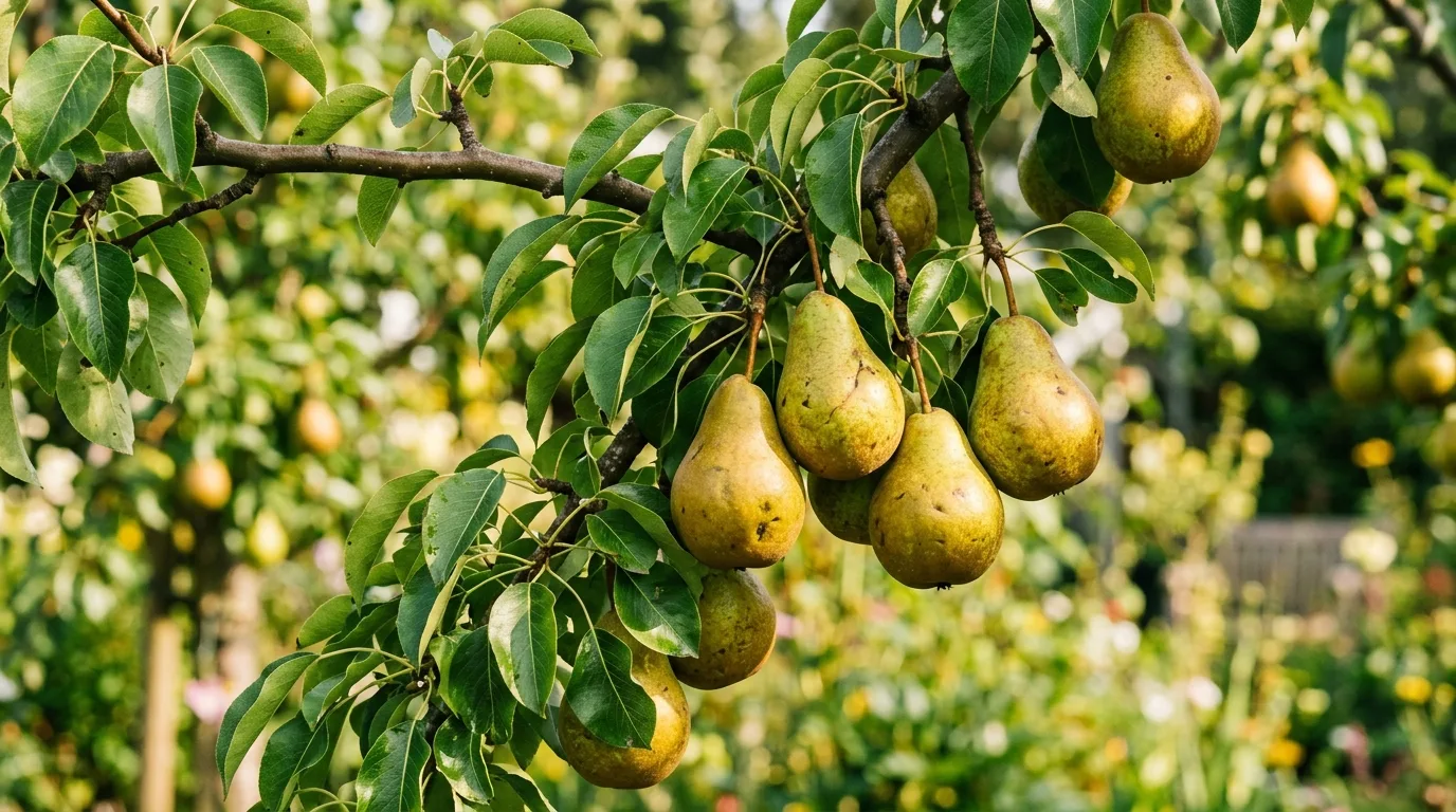 Pear growing in the garden