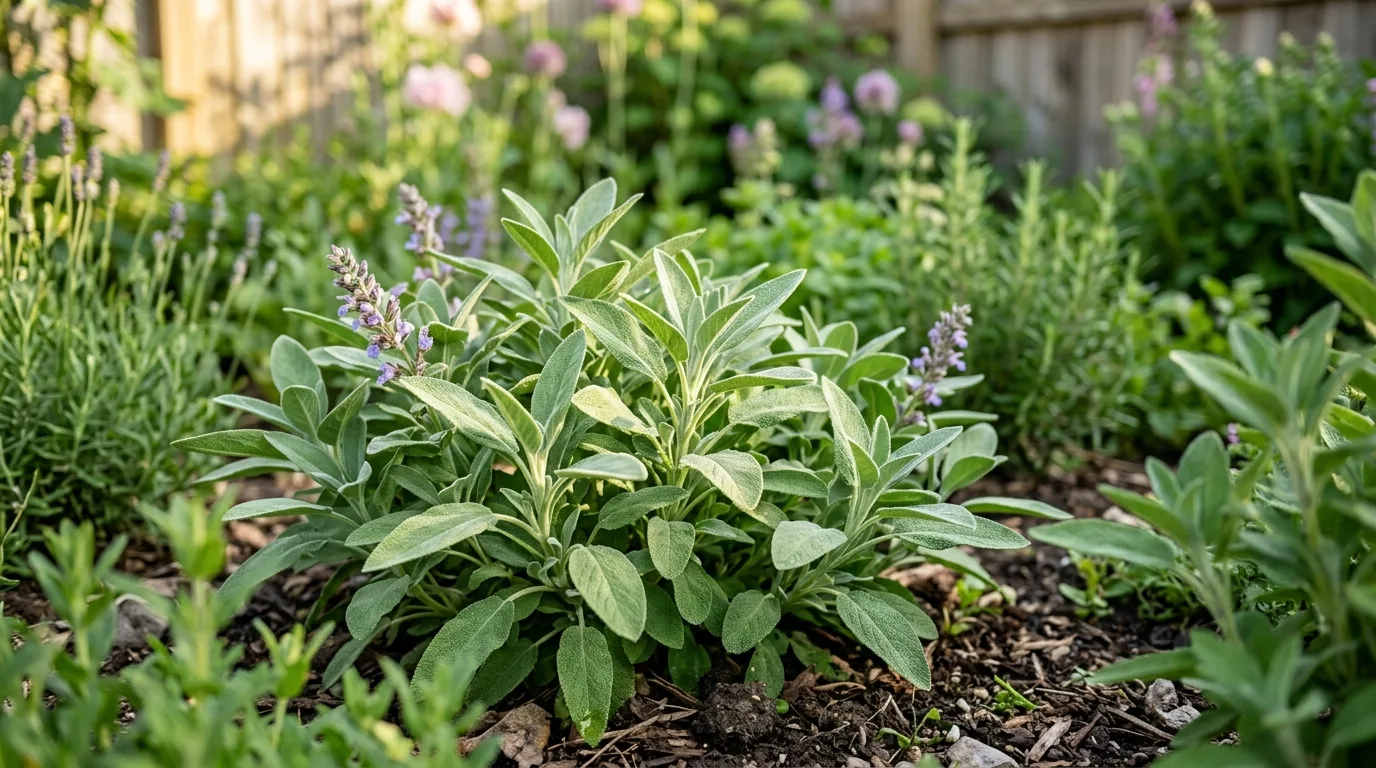 Sage growing in the garden