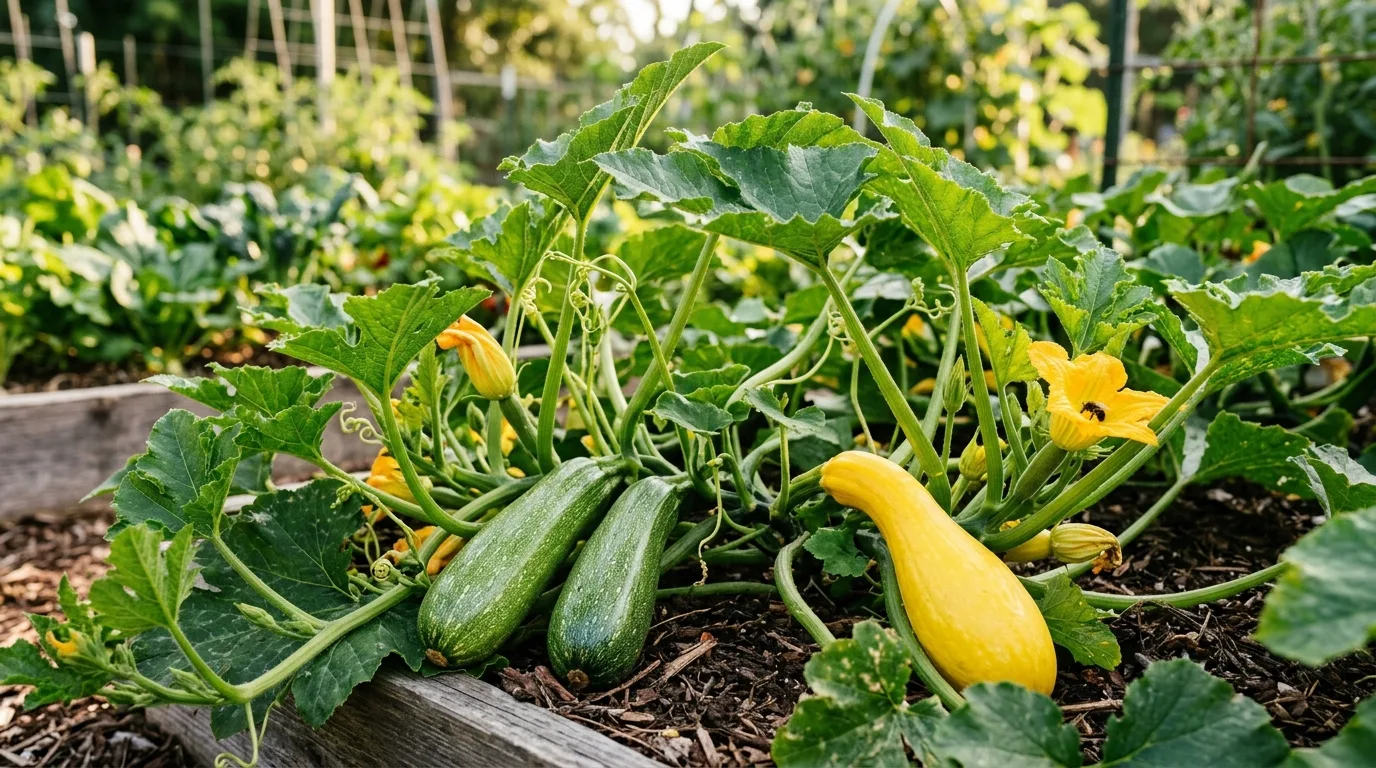 Squash growing in the garden