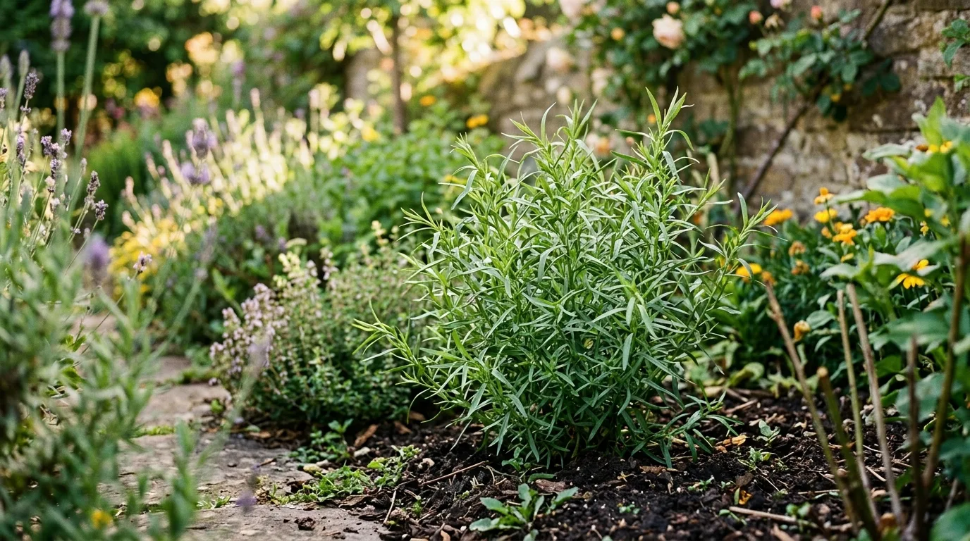 Tarragon growing in the garden
