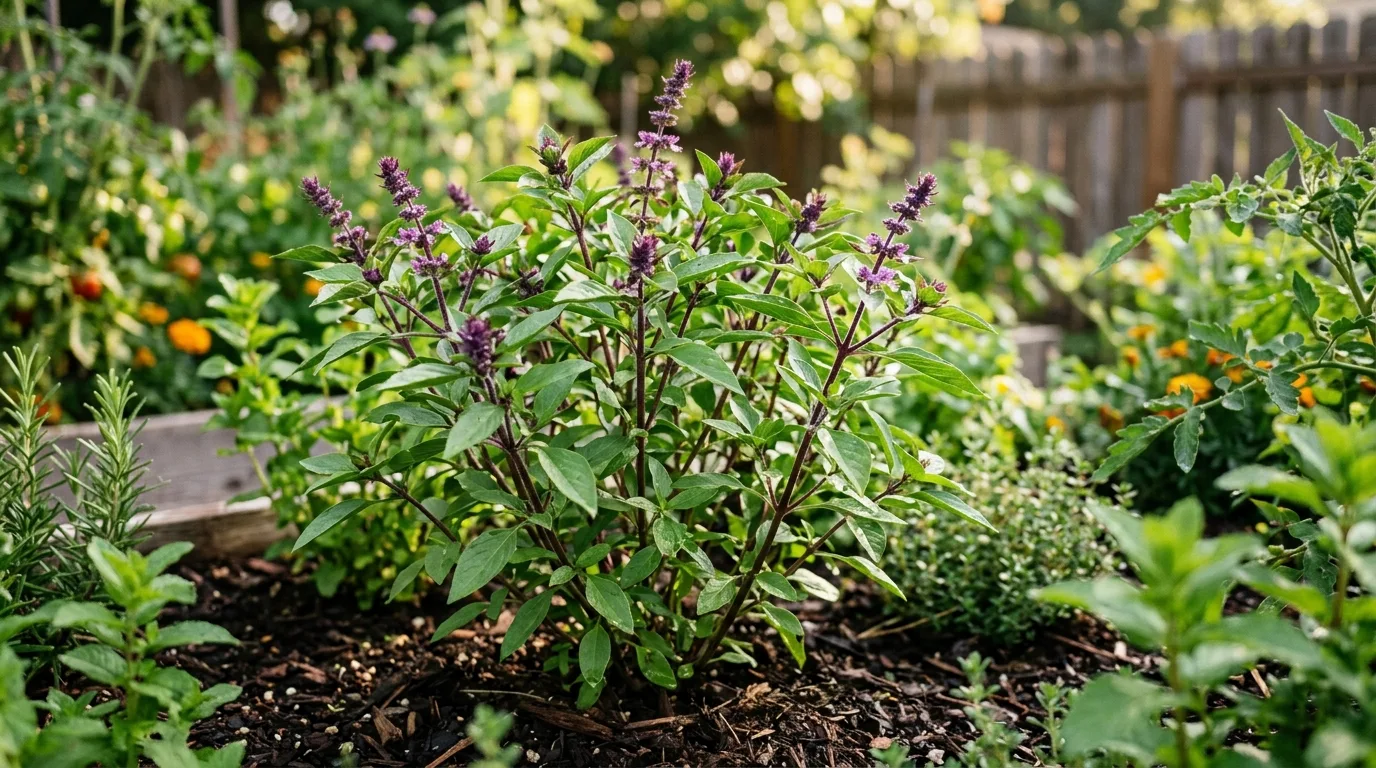 Thai Basil growing in the garden