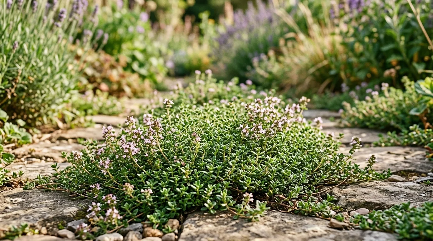 Thyme growing in the garden