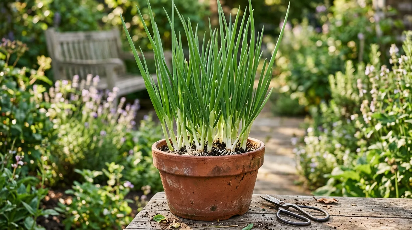 A pot of spring onions ready to snip